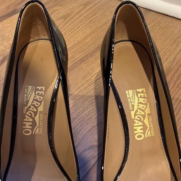 Ferragamo Patent Peep Toe Pumps - Picture 8 of 8